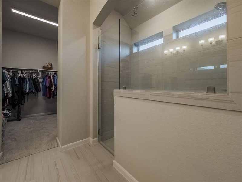 primary bath with oversized walk in shower