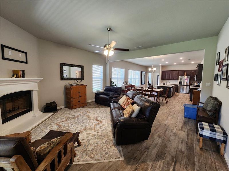 Living room with ceiling fan