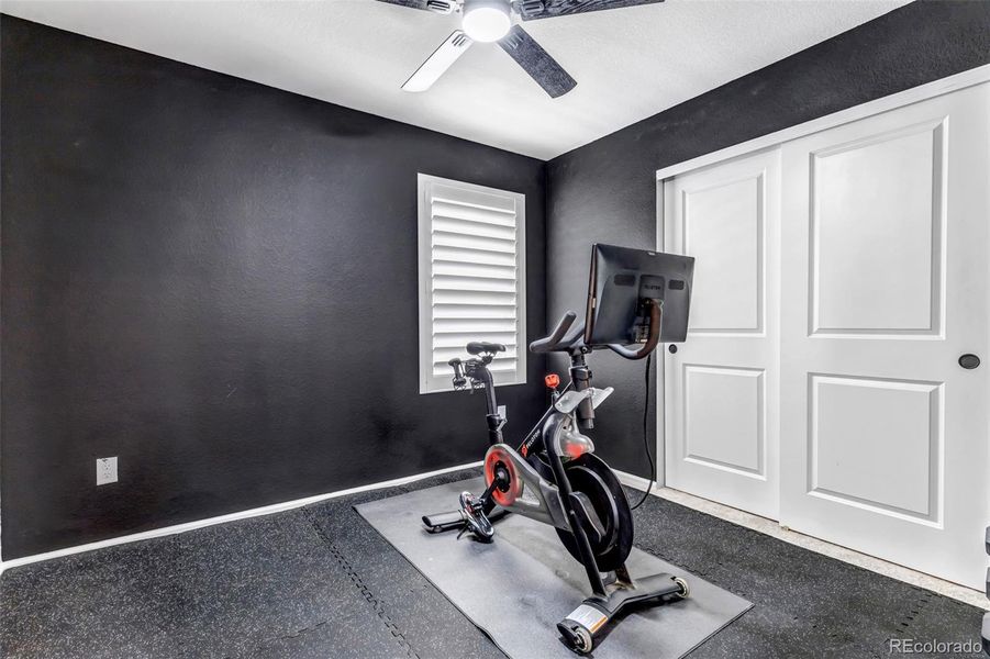 Upstairs bedroom #3 currently being used as a home gym