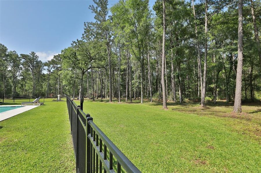 Your yard goes way beyond the rod iron fence! The expansive grounds behind the fence are wooded for privacy!
