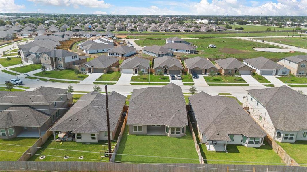 Aerial view showcasing the home's ideal location within the Wall Street Village community!