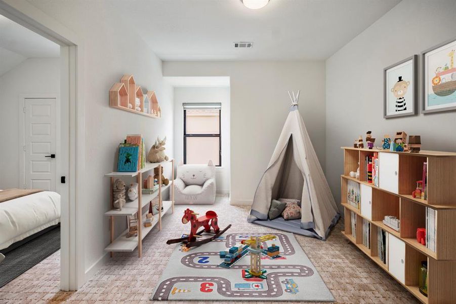 Just off the gameroom leading to one of the secondar bedrooms is this fabulous bonus space! It's the perfect area for a play room, study, or reading space. *This room has been virtually staged