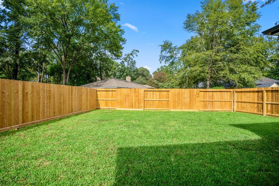 Large flat backyard pre-wired for a swimming pool. The builder has pool designs ready to go and can build pools.