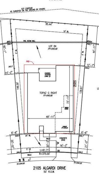 2105 Algardi Drive preliminary plot plan