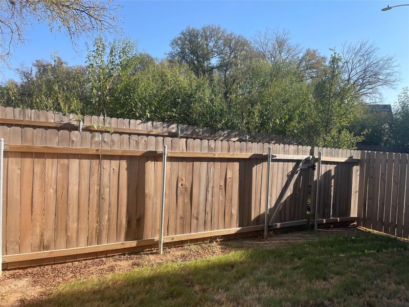 Private, fenced backyard