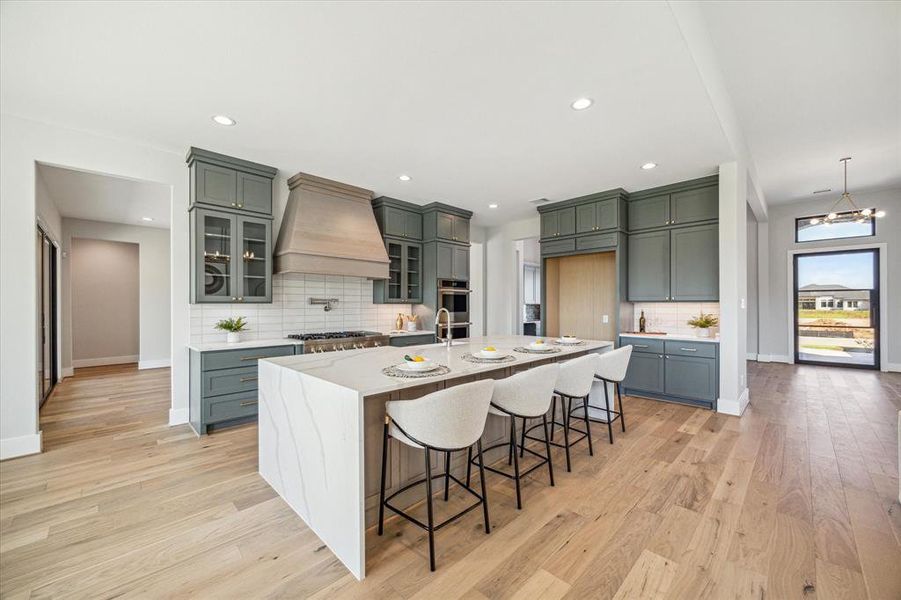 Waterfall countertop at the island