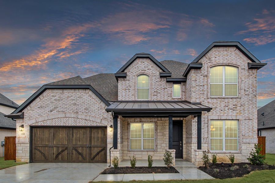 Elevation E with Stone | Concept 3218 at Belle Meadows in Cleburne, TX by Landsea Homes