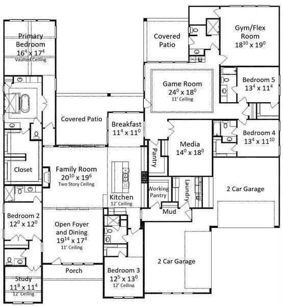 The floorplan at 11015 Reflection Cove. Clerestory windows and high ceilings add an elevated, contemporary feel to this home.