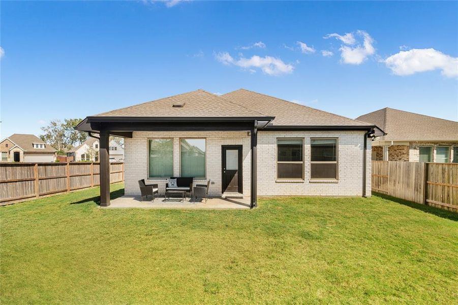 Backyard with covered patio