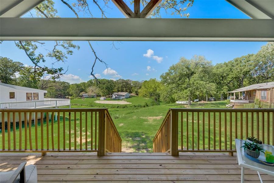 Wooden deck with a lawn