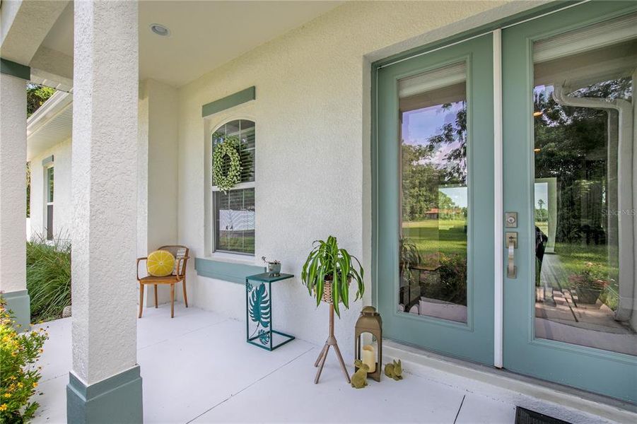 Covered front sitting area.