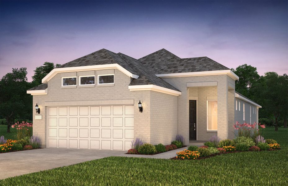 The Contour, a one-story home with 2-car garage, s