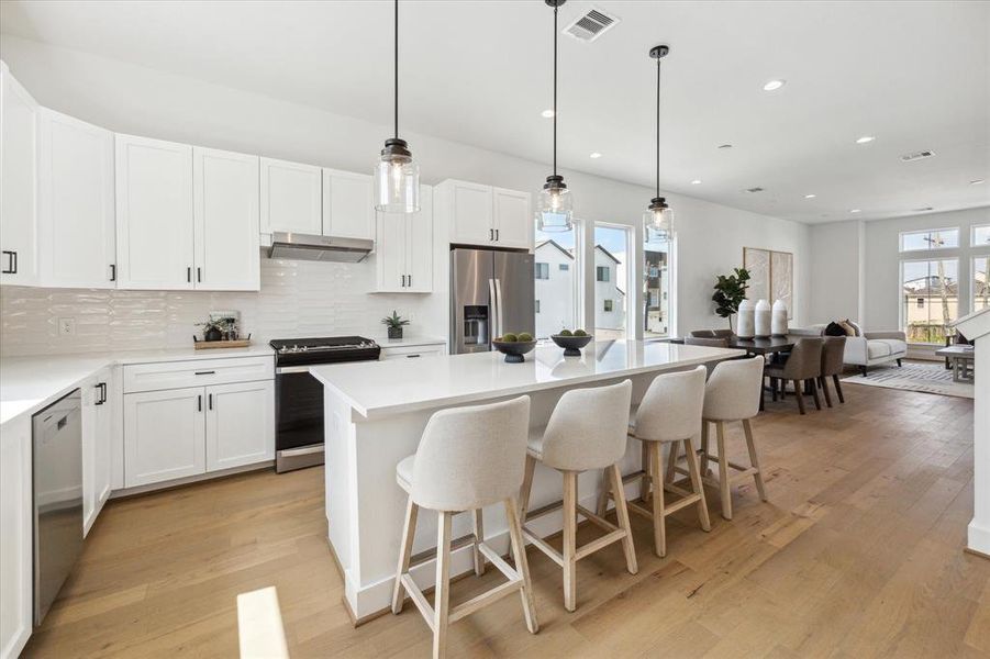 Stainless steel appliances and gas range are a chefs dream.