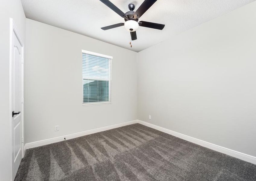 Ceiling fan fixtures are found in every bedroom