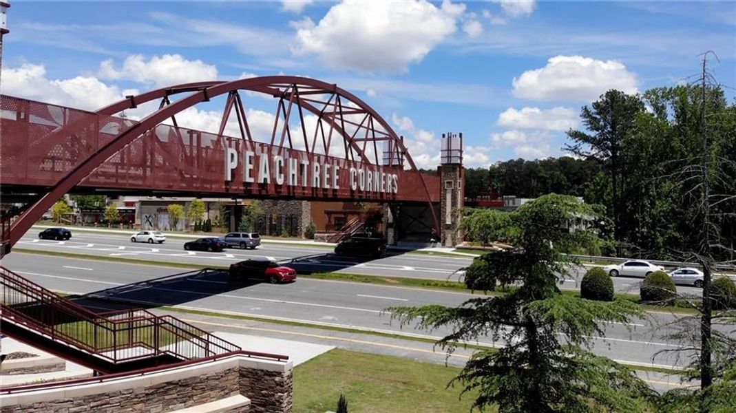 Bridge over Peachtree Parkway between the Forum and Peachtree Town Center. No slowing you down if you choose to run across the street!