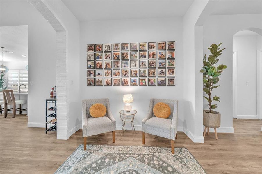 Living area featuring light hardwood / wood-style flooring