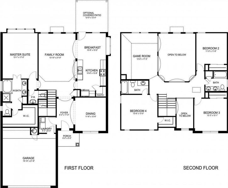 This thoughtfully designed floor plan offers a seamless flow between living areas, with a spacious primary bedroom suite, open-concept kitchen and family room, and an upstairs game room. Perfect for families, it includes four bedrooms and ample closet space throughout.