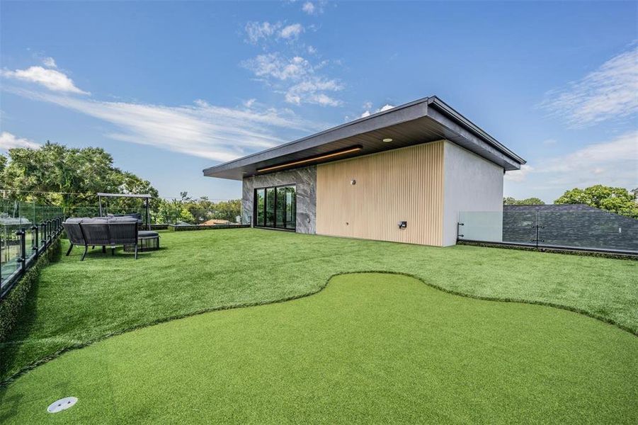 Artificial Grass Rooftop Decking and Rec Room