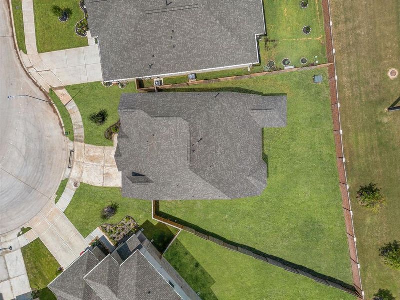 This aerial view of your home shows the amazing view of your lot.