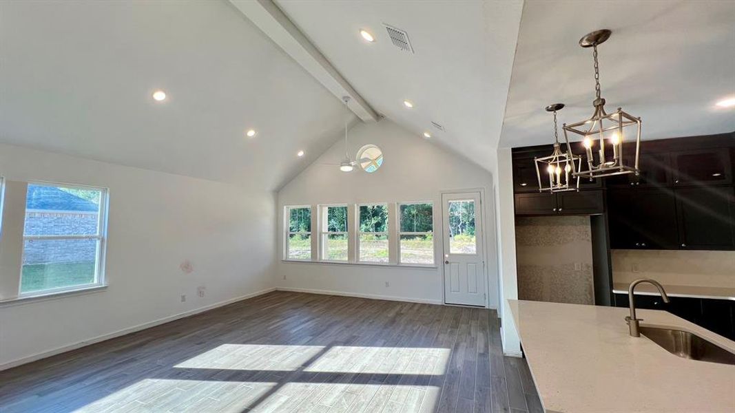 Kitchen overlooks great room