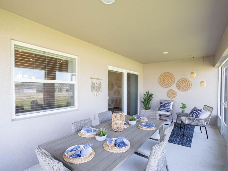 Spacious covered lanai (with optional screening) - Serendipity home plan by Highland Homes