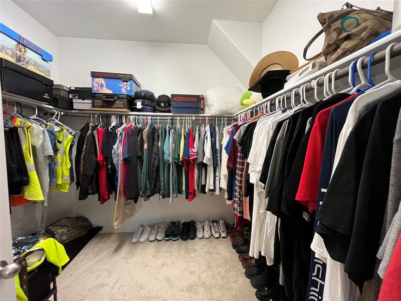 Spacious closet with carpet flooring