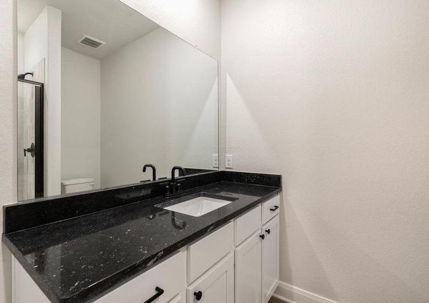 Master bathroom with lots of counterspace and a walk-in shower.