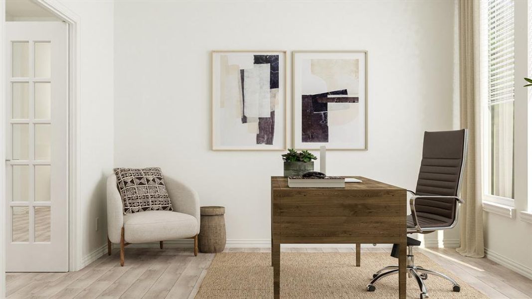 Living area featuring light wood-type flooring