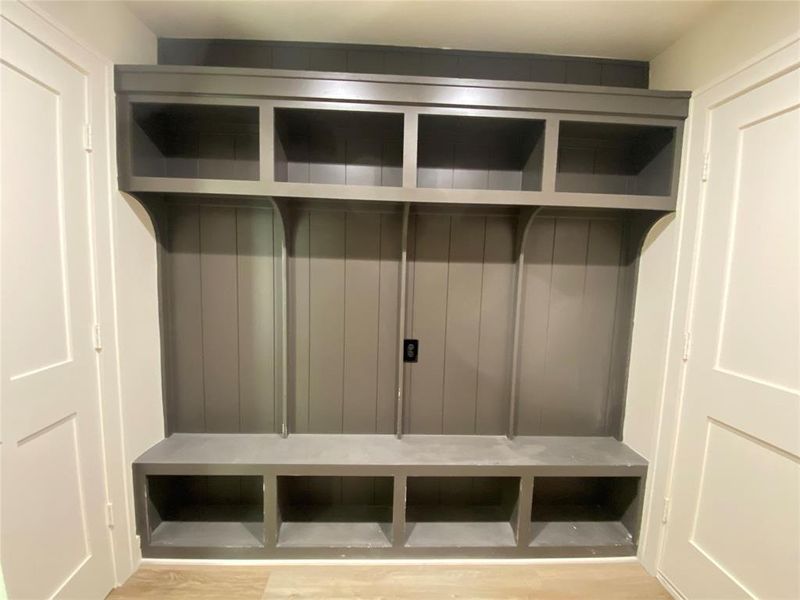 Mudroom featuring light hardwood / wood-style flooring