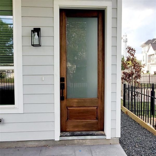 8 foot solid mahogany front door covered porch