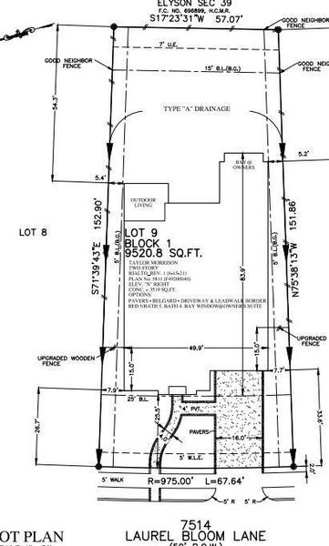 7514 Laurel Bloom Lane  preliminary plot plan