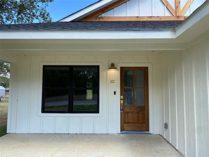 Front door and ring doorbell