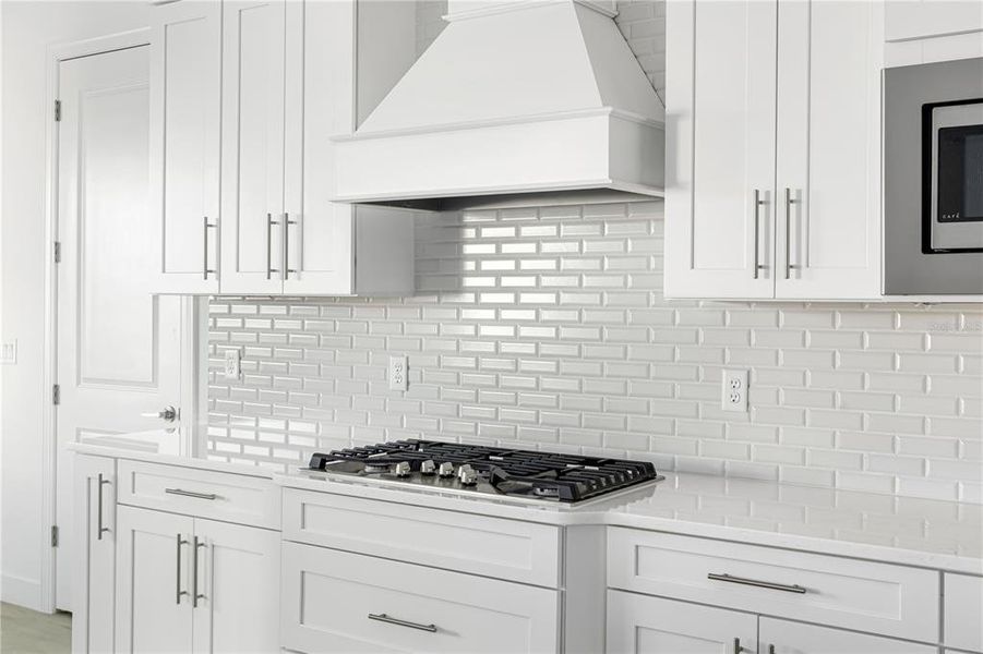 Beautiful backsplash in the gourmet kitchen