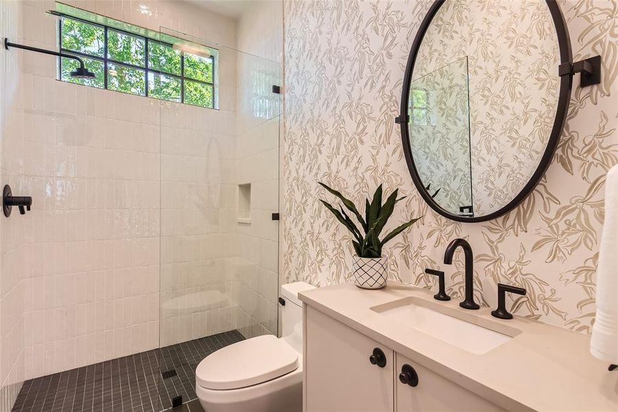 Your new home comes equipped with 5 full bathrooms, all unique to each other.