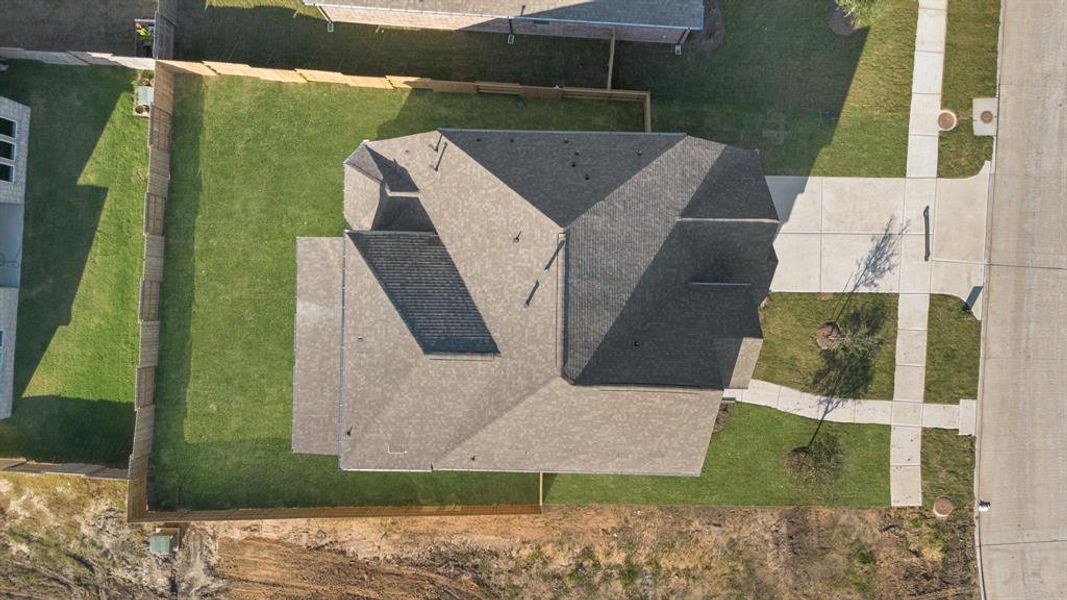 This aerial view of your home shows the amazing view of your lot.