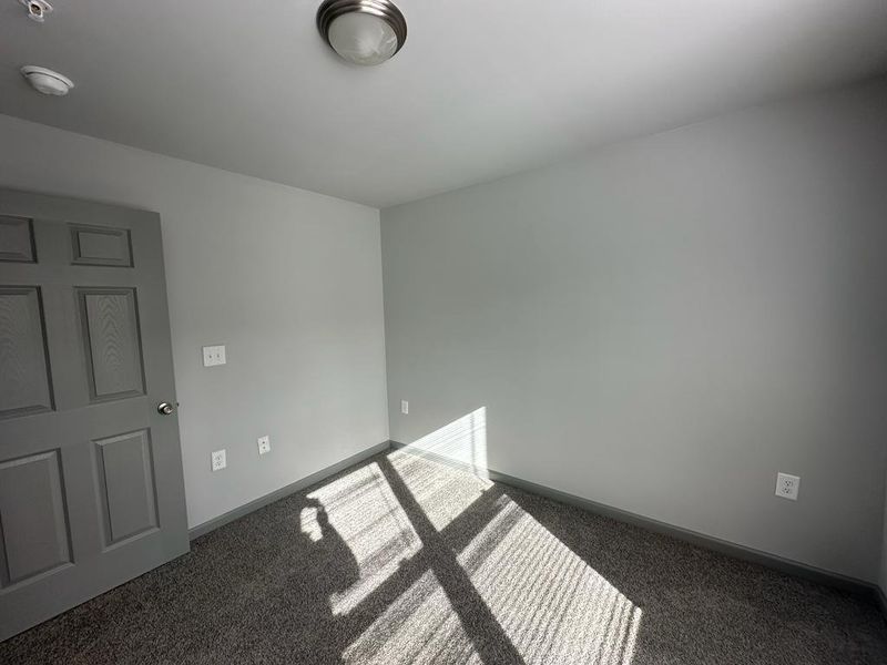 Unfurnished room with dark carpet