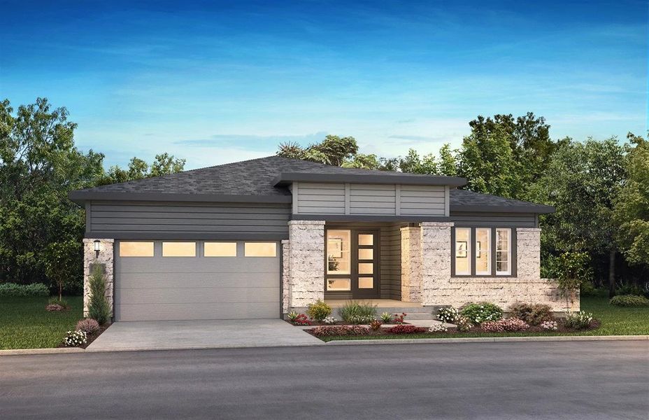 New construction Single-Family house 7336 Canyon Sky Trail, Castle Pines, CO 80108 5084 Enclave Exterior C - Modern Prairie- photo