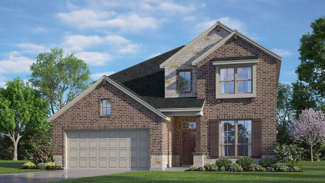 Elevation B with Stone | Concept 2492 at Hunters Ridge in Crowley, TX by Landsea Homes