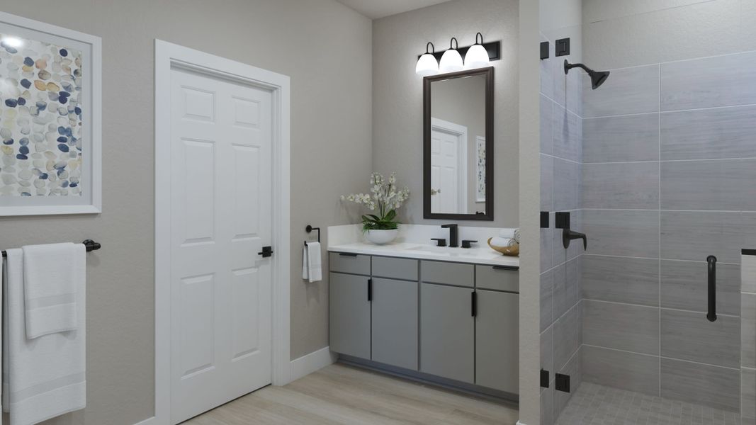 Primary Bathroom | Cypress | Courtyards at Waterstone | New homes in Palm Bay, FL | Landsea Homes