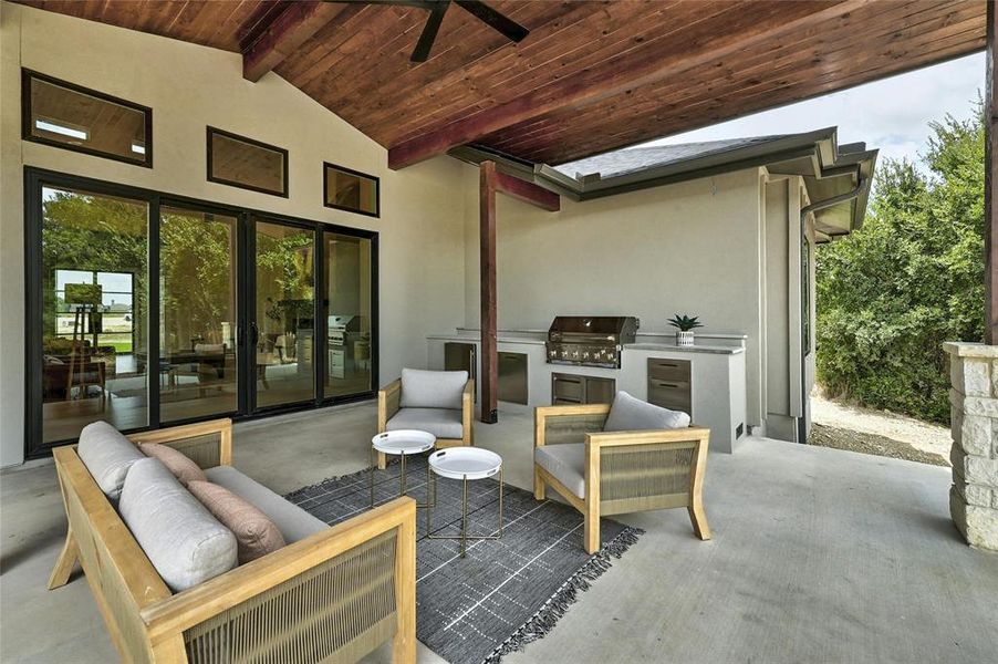 Large glass slider and transom window provide tons of natural light into living space. Additionally whole house gutter system and security pre-wire around its premises are features worth pointing out on this home.