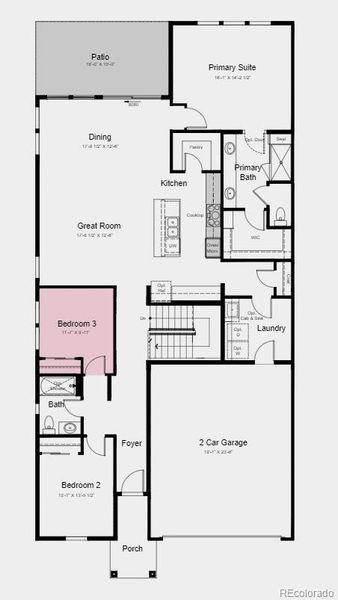 Structural options include: 9' unfinished basement, bedroom 3 in place of flex, and outdoor living 1