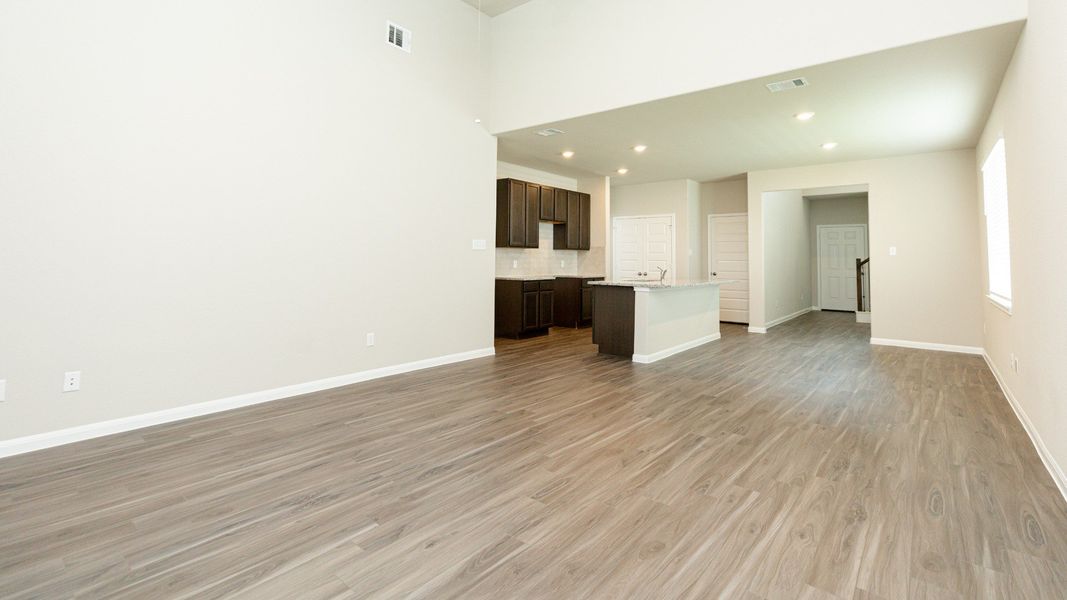 Family Room to Kitchen and Dining Area