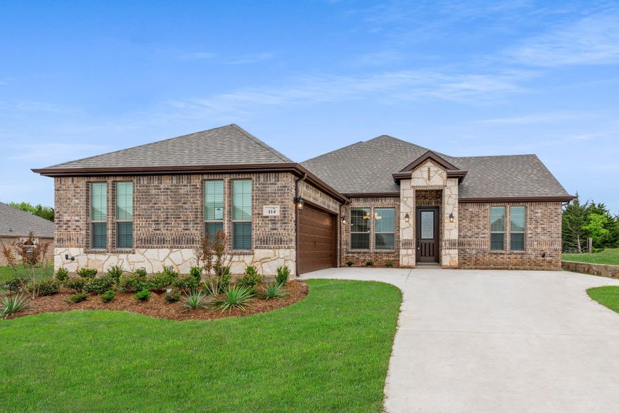 Elevation A with Stone | Concept 2404 at Massey Meadows in Midlothian, TX by Landsea Homes
