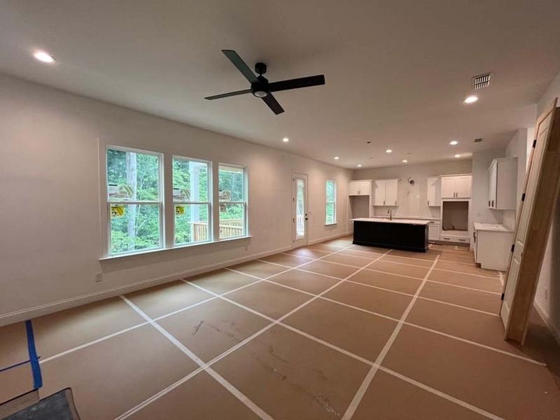 Family Room View to Kitchen Construction Progress