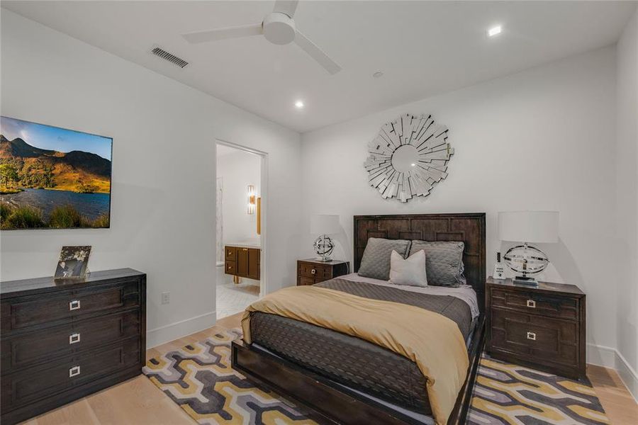 Spacious guest bedroom with full bath