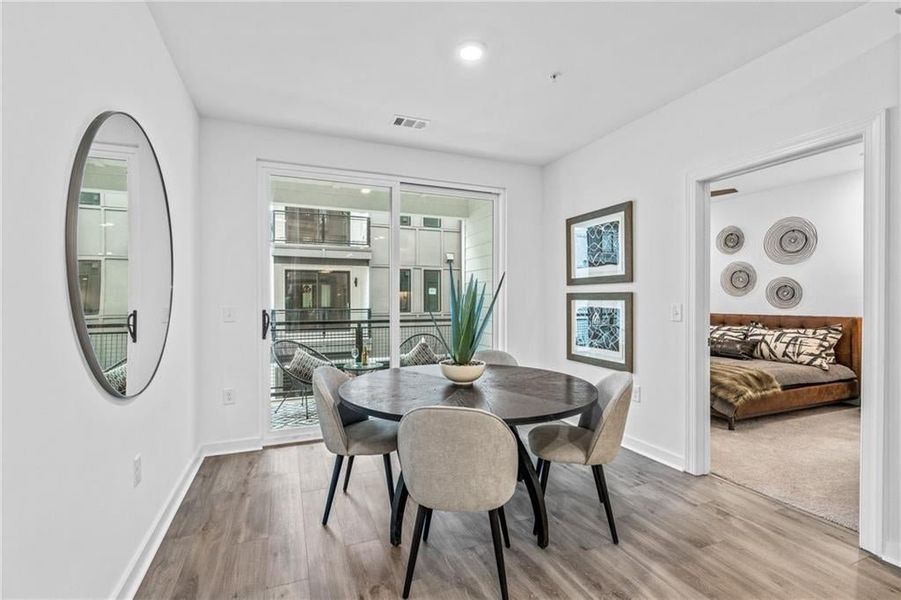 Dining space opens onto your covered balcony to allow for fresh air.
*Model Home-Representative purposes only*