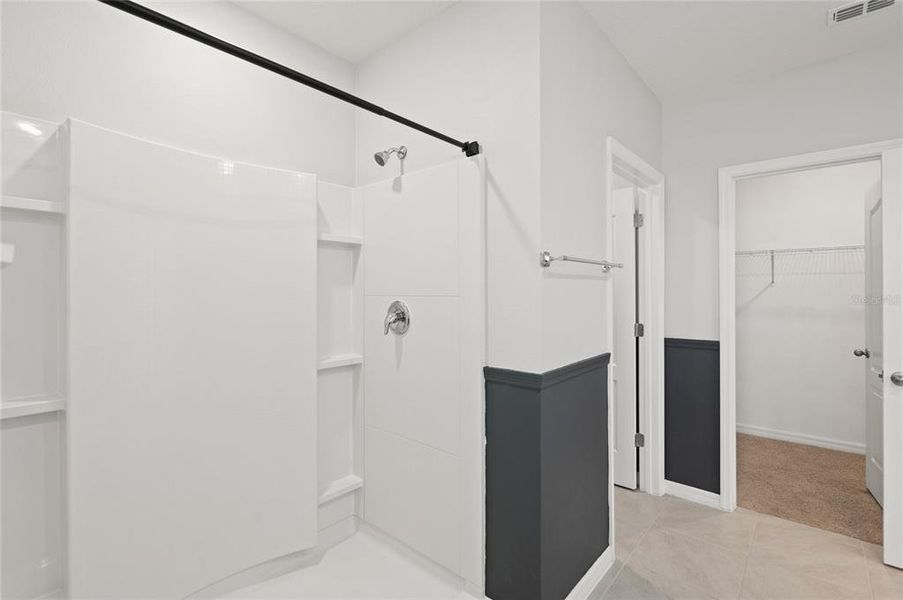 MASTER BATHROOM SHOWER WITH WATER CLOSET IN CENTER