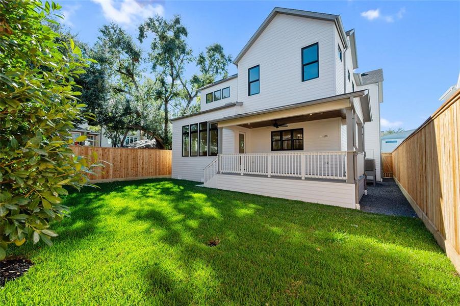 Large backyard with great covered porch