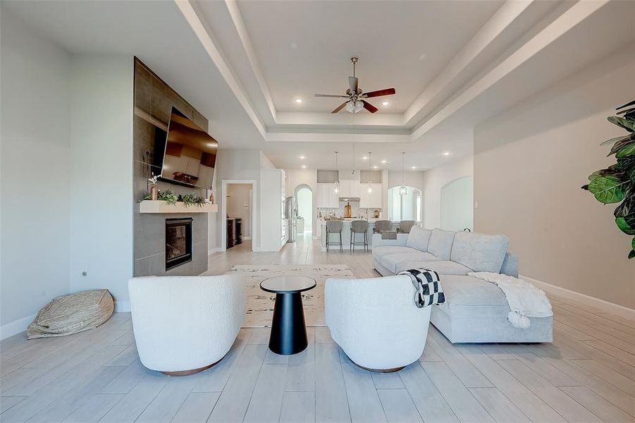 Another view of the bright andspacious living room.