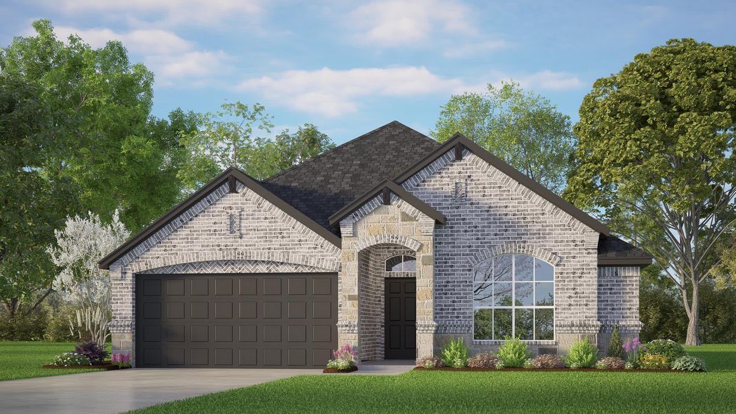 Elevation D with Stone | Concept 1455 at Summer Crest in Fort Worth, TX by Landsea Homes